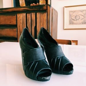 BCBG Black Stilettos with a Peep Toe